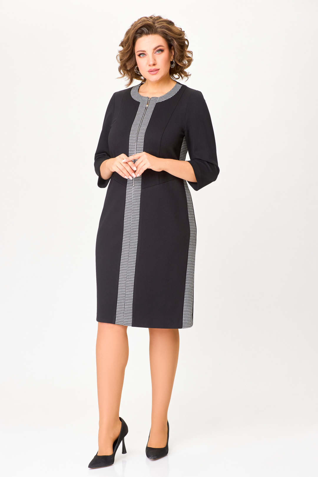 Платье Swallow 773 черный,чёрно-белая гусиная лапка - фото 2