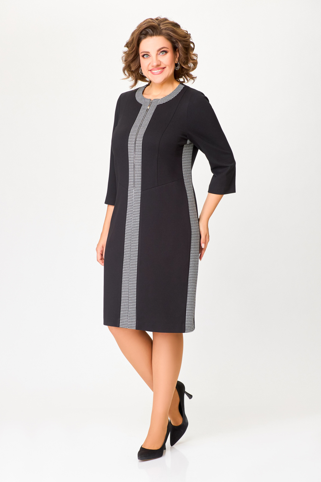 Платье Swallow 773 черный,чёрно-белая гусиная лапка - фото 3