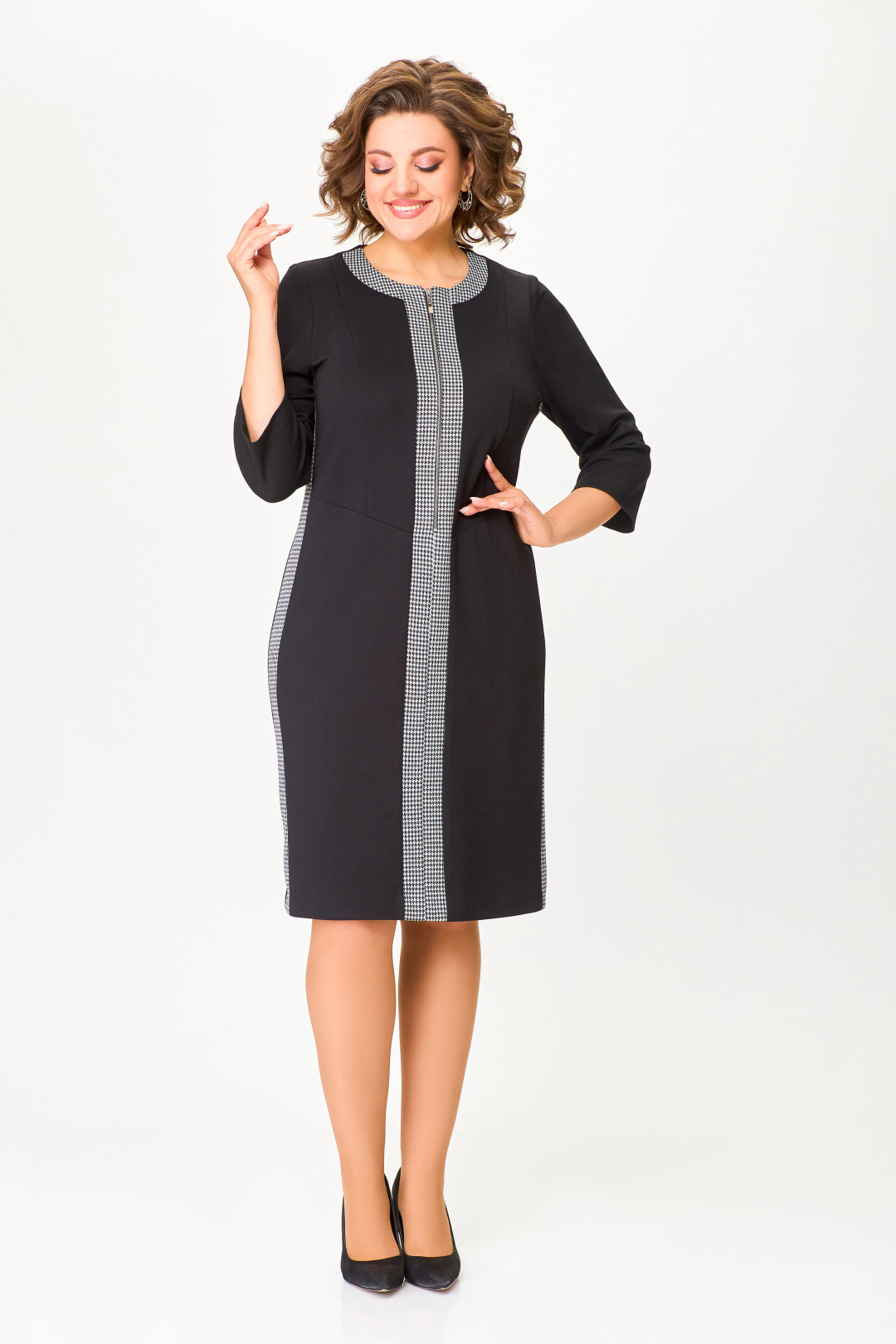 Платье Swallow 773 черный,чёрно-белая гусиная лапка - фото 4