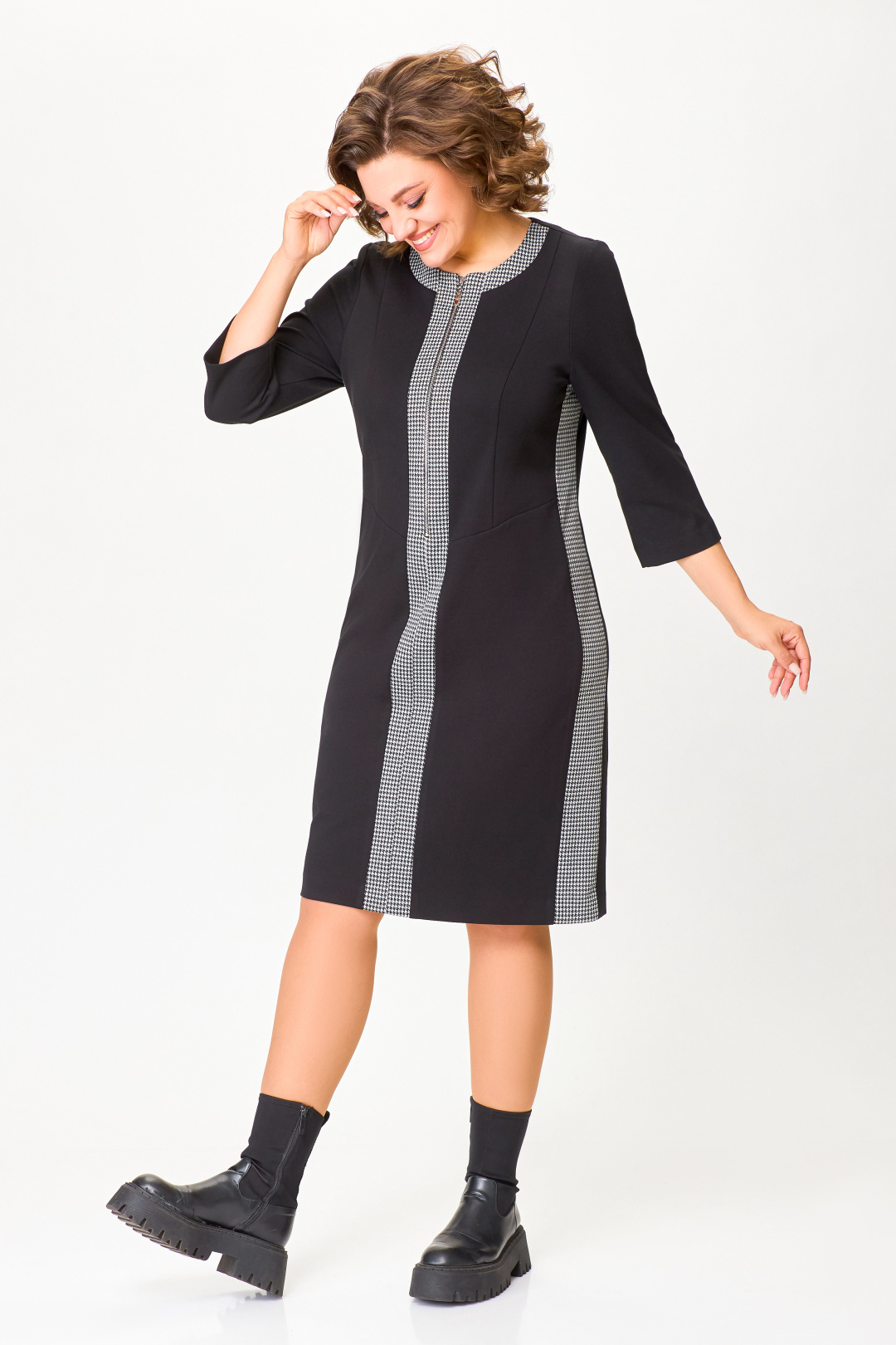 Платье Swallow 773 черный,чёрно-белая гусиная лапка - фото 6