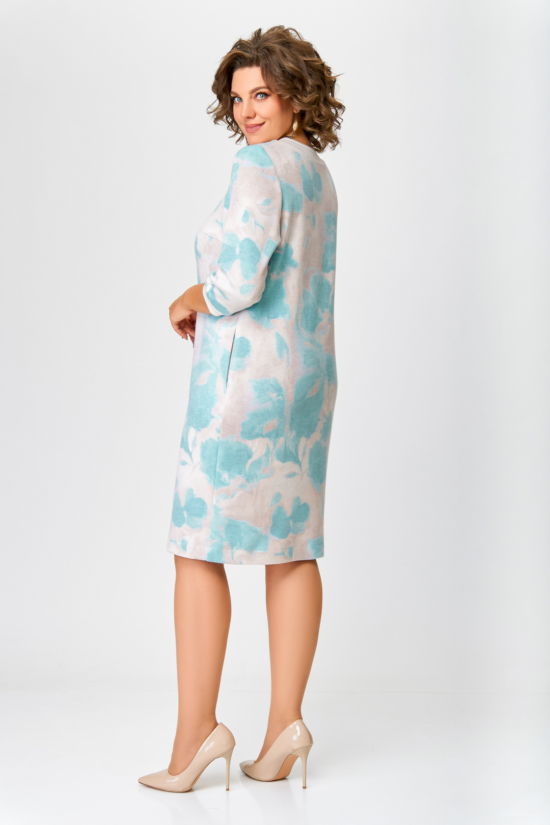 Платье Swallow 782 мятно-бежевый принт - фото 3