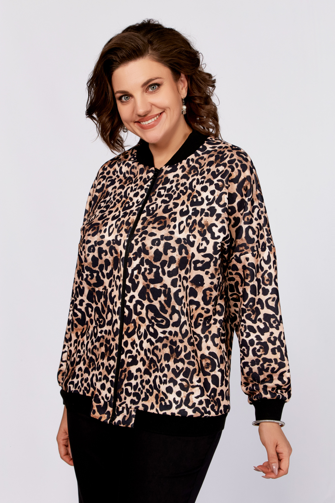 Жакет Swallow 789 черный принт леопард - фото 4