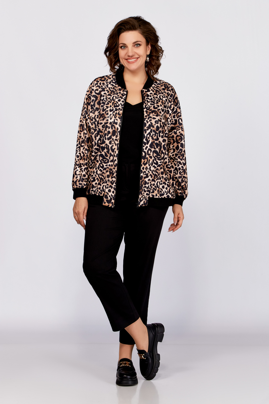 Жакет Swallow 789 черный принт леопард - фото 5