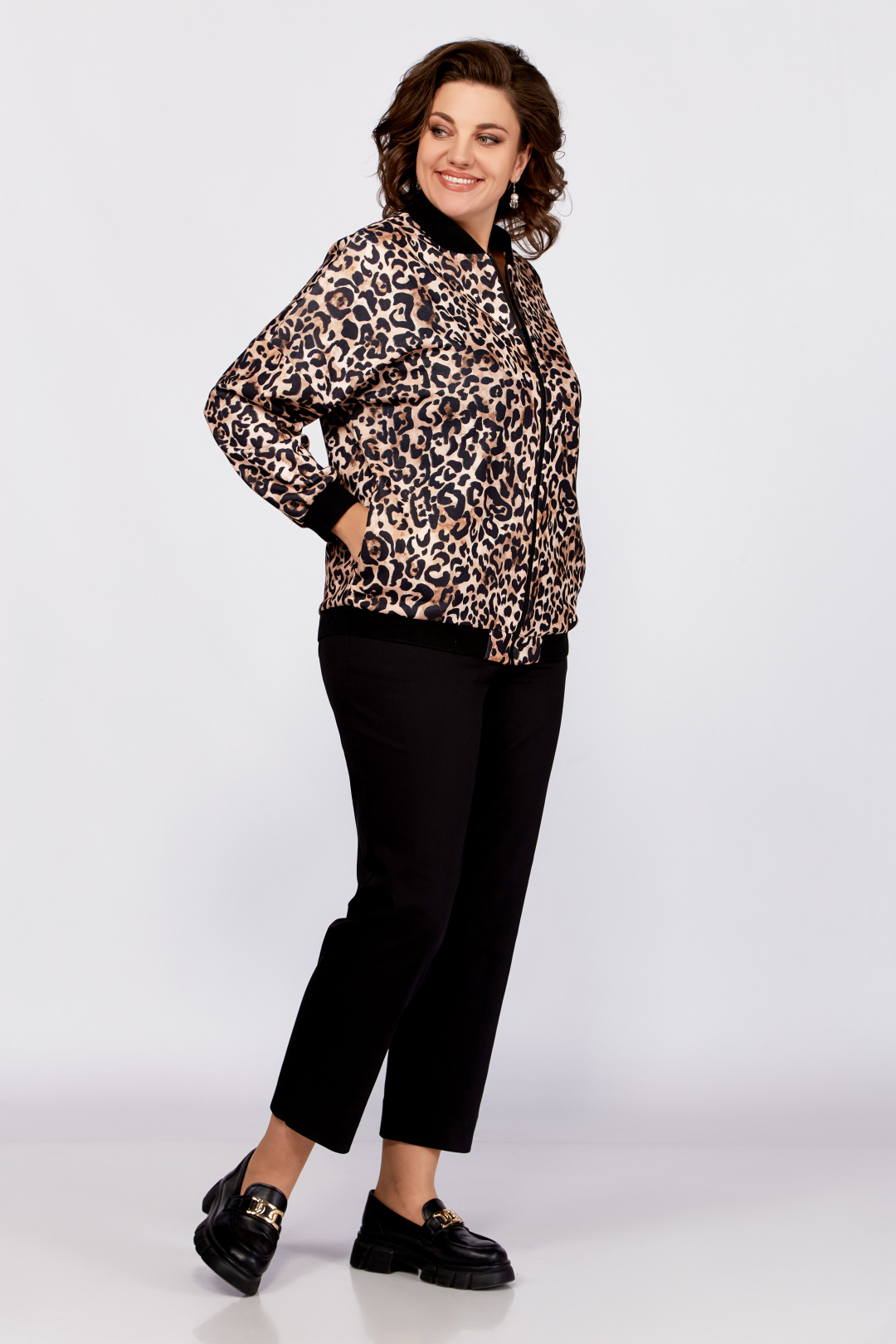 Жакет Swallow 789 черный принт леопард - фото 6