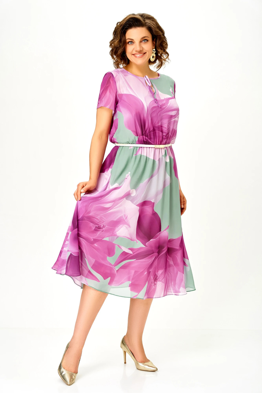 Платье Swallow 861-6 принт фуксия цветы
