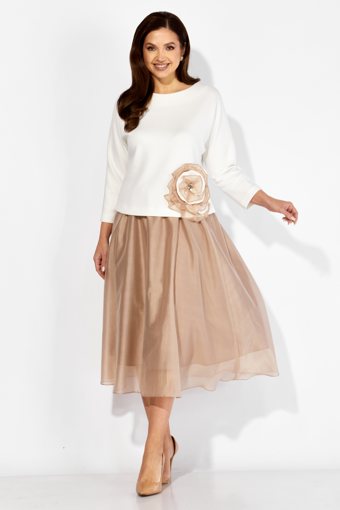 Костюм ТАиЕР 1405 молочный+бежевый - фото 1