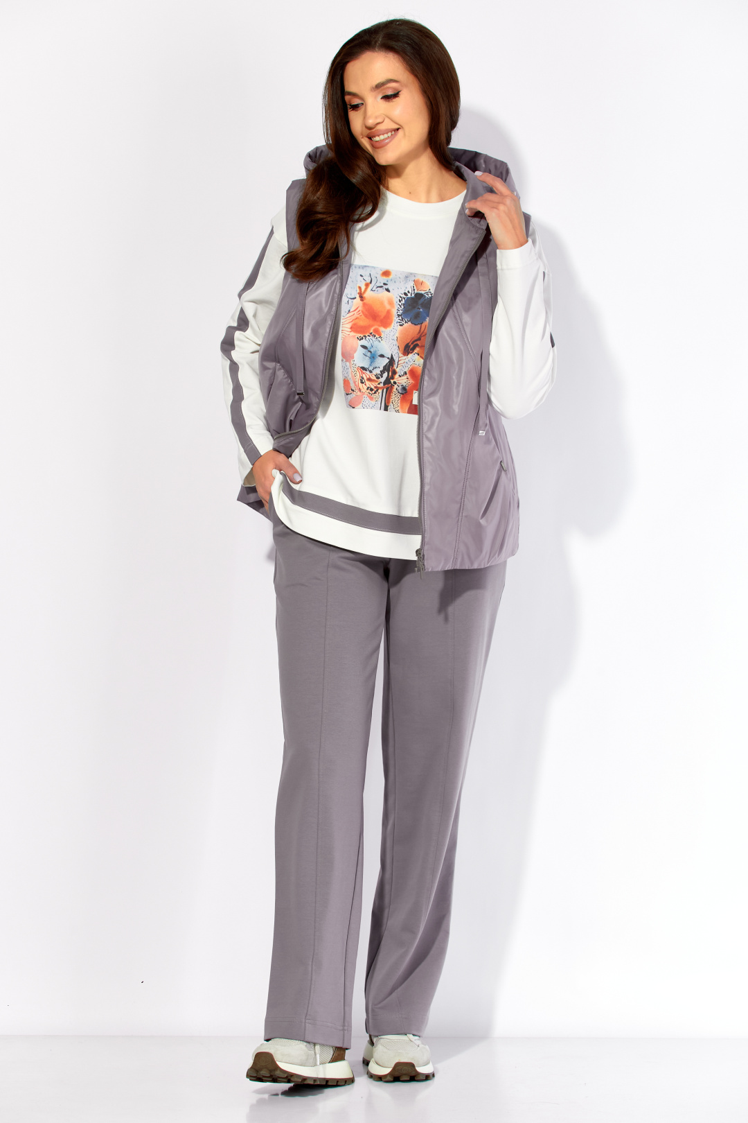 Костюм ТАиЕР 1425 серый + белый - фото 1