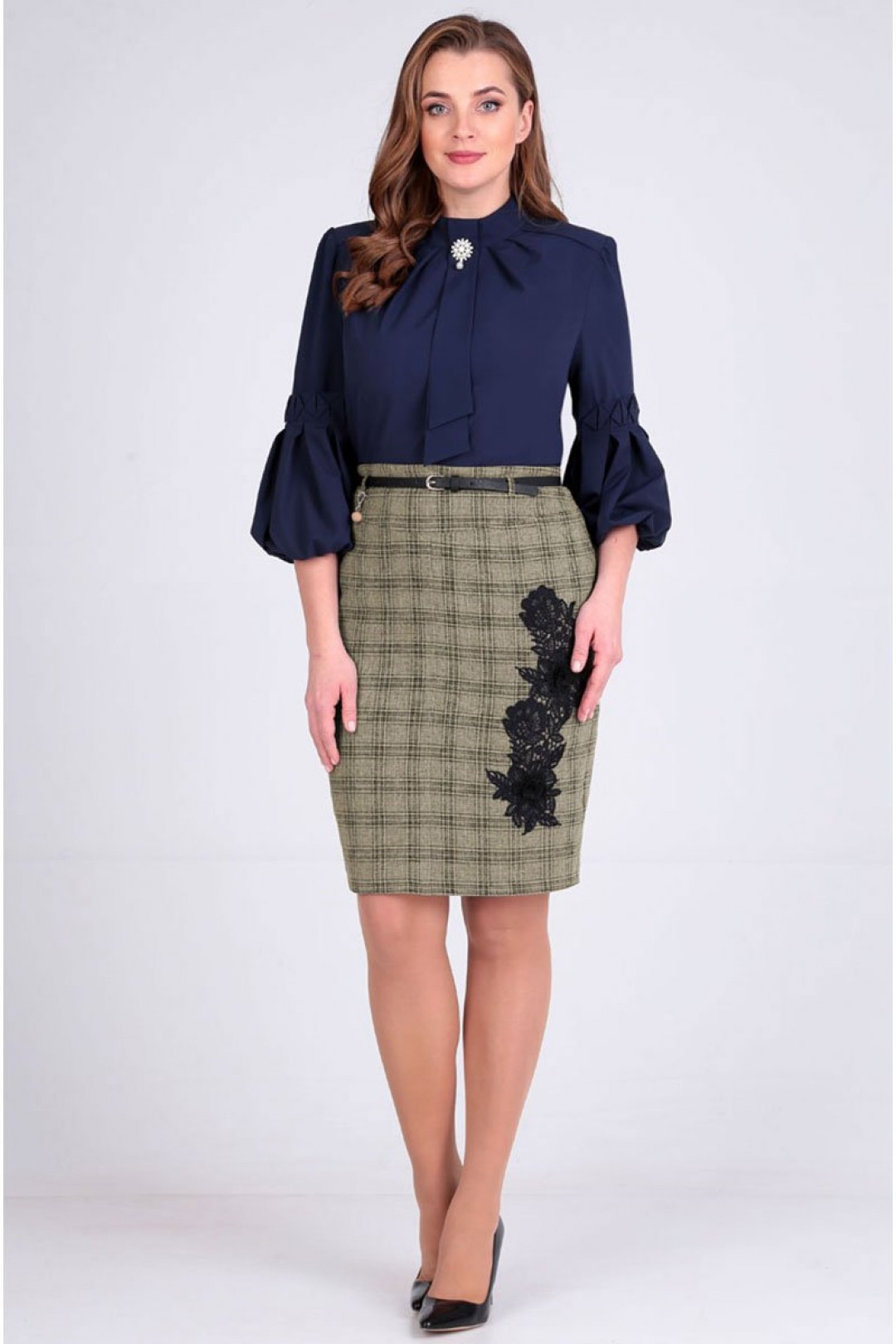 Юбка Таир-Гранд 6011 серый+крупная клетка - фото 1