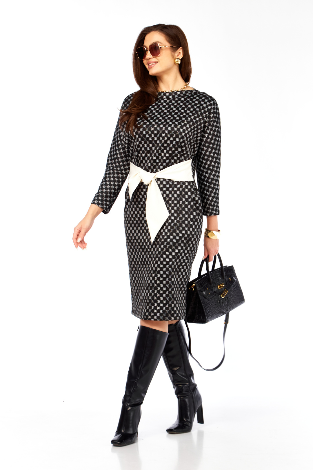 Платье TAITA PLUS 2603 черный+ белый