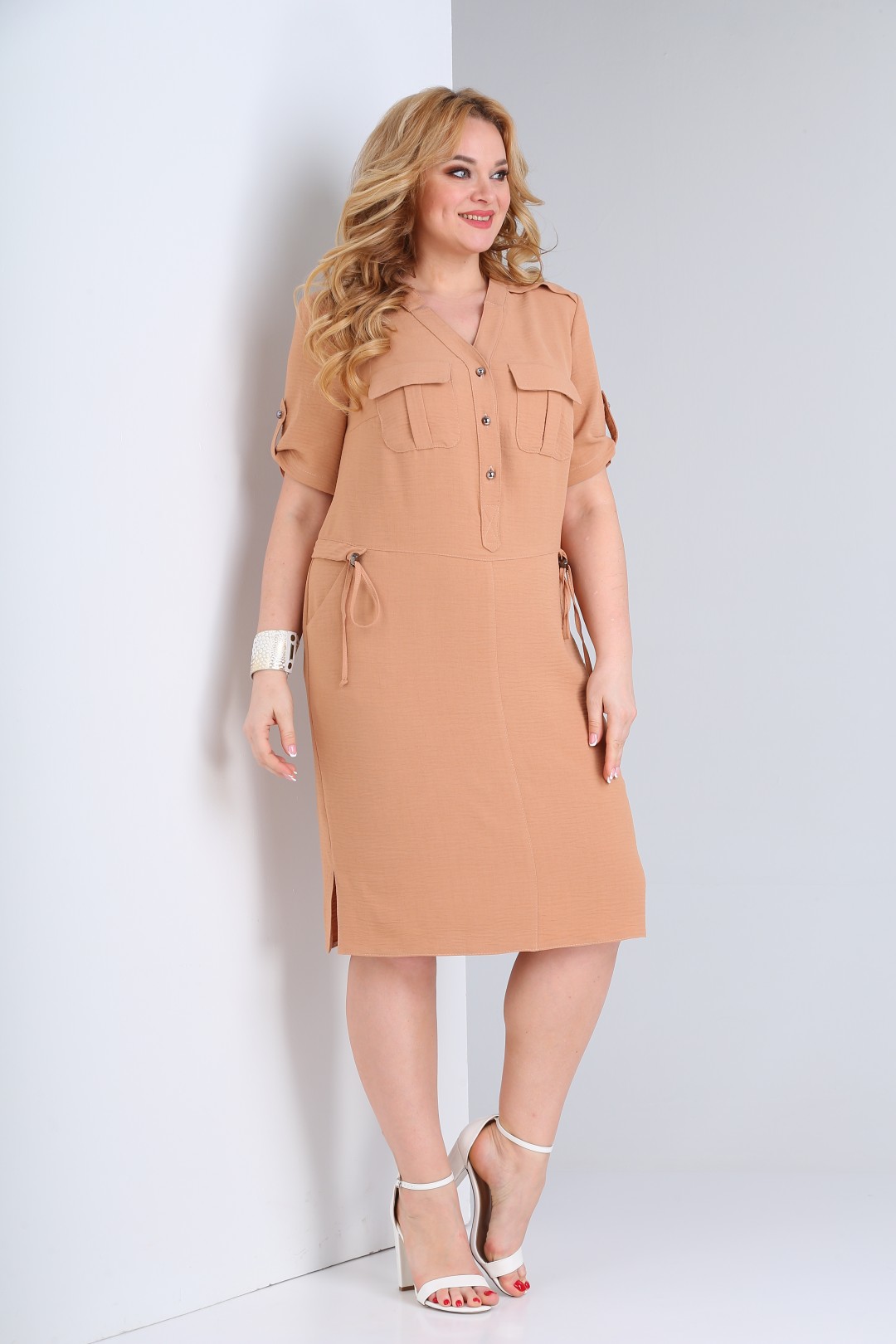 Платье Тэнси 306 персиковый - фото 6