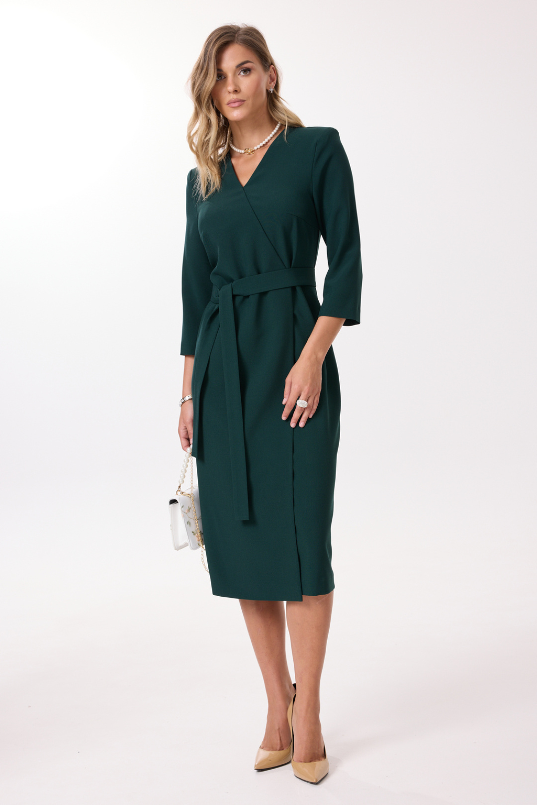 Платье Твой Имидж 1988 бутылочная зелень - фото 4