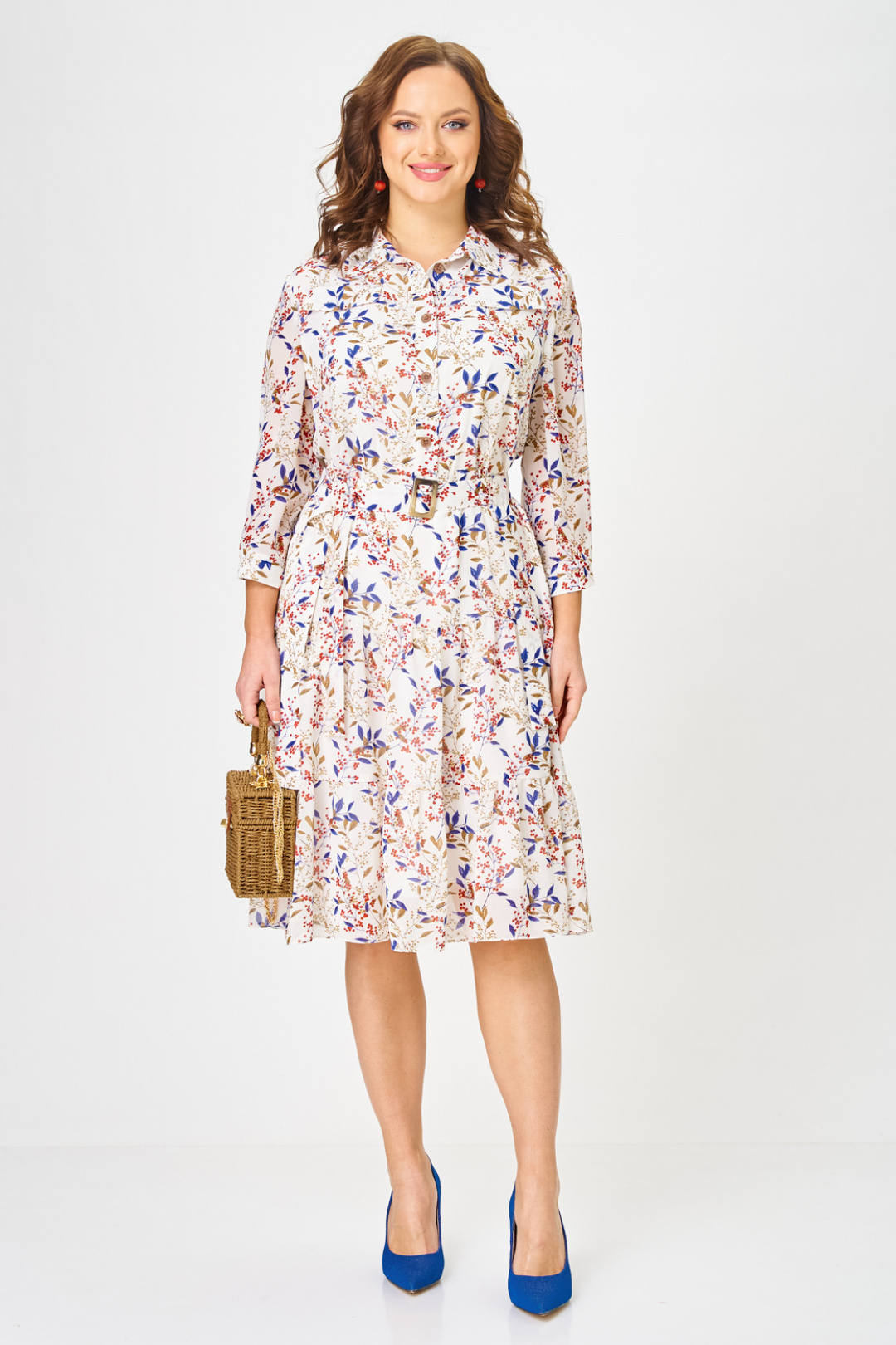 Платье Твой Имидж 2340 молочный с принтом - фото 1