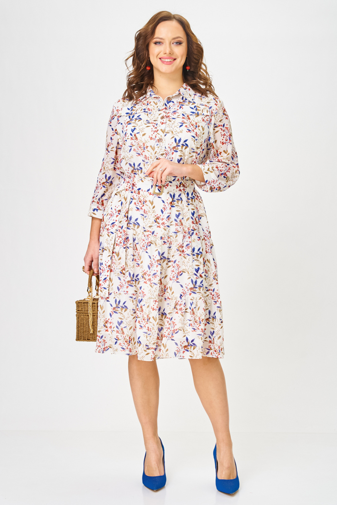 Платье Твой Имидж 2340 молочный с принтом - фото 5
