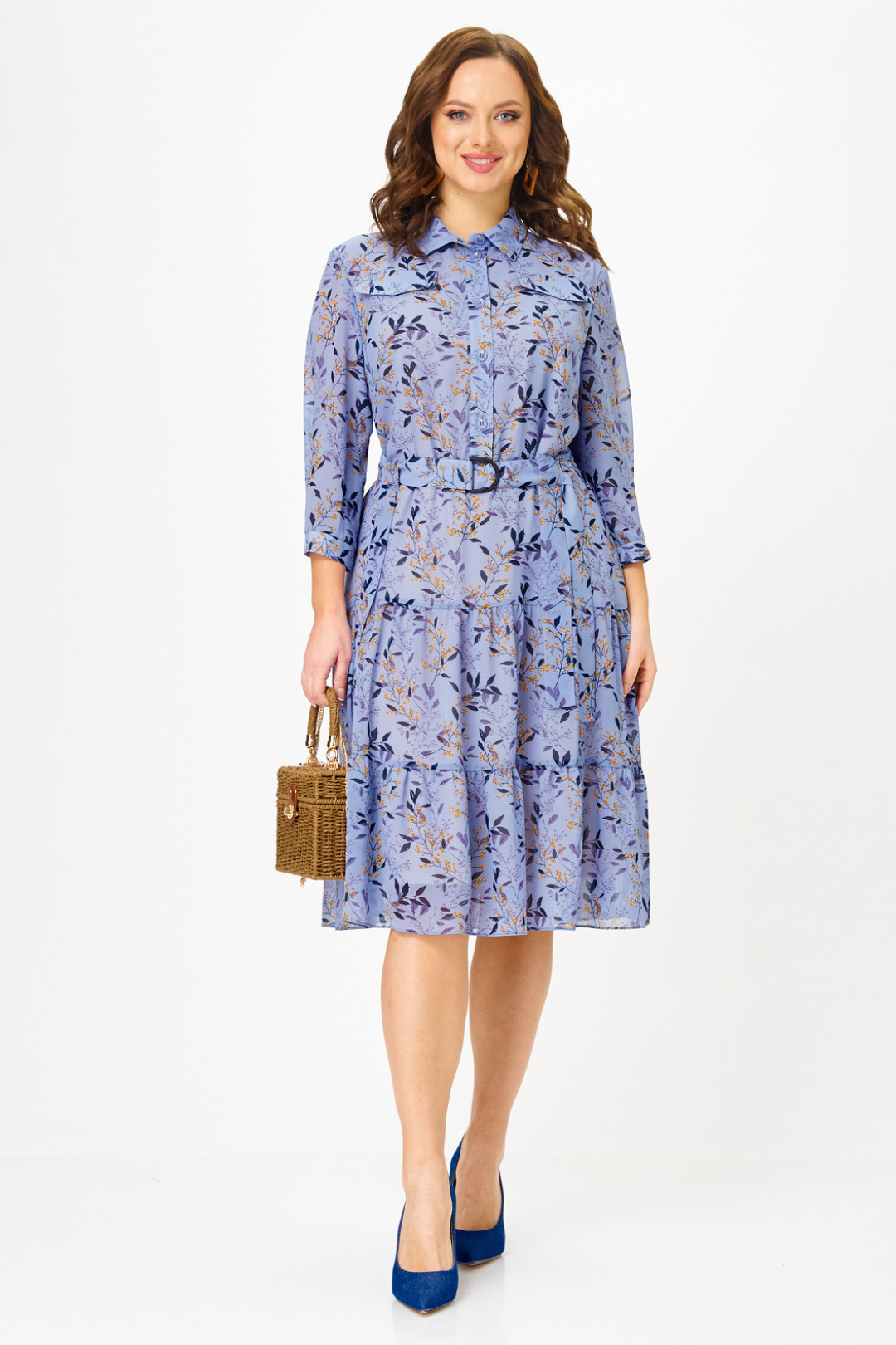 Платье Твой Имидж 2341 голубой с принтом - фото 1