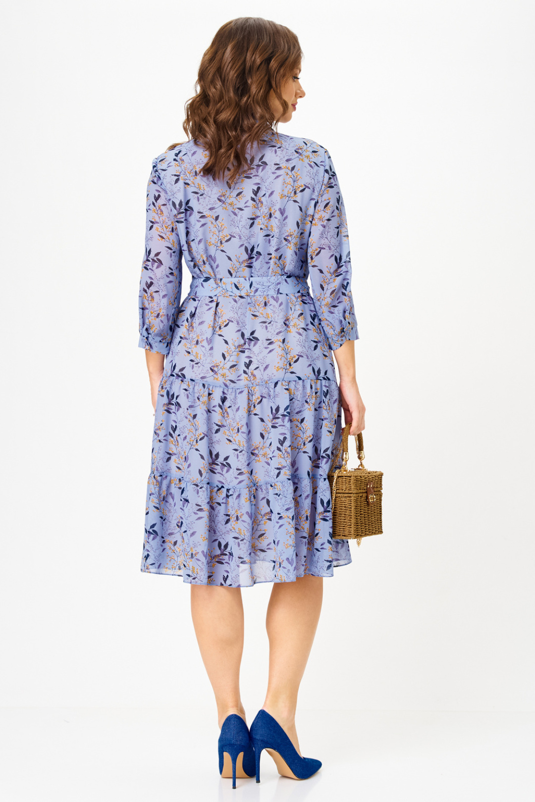 Платье Твой Имидж 2341 голубой с принтом - фото 3