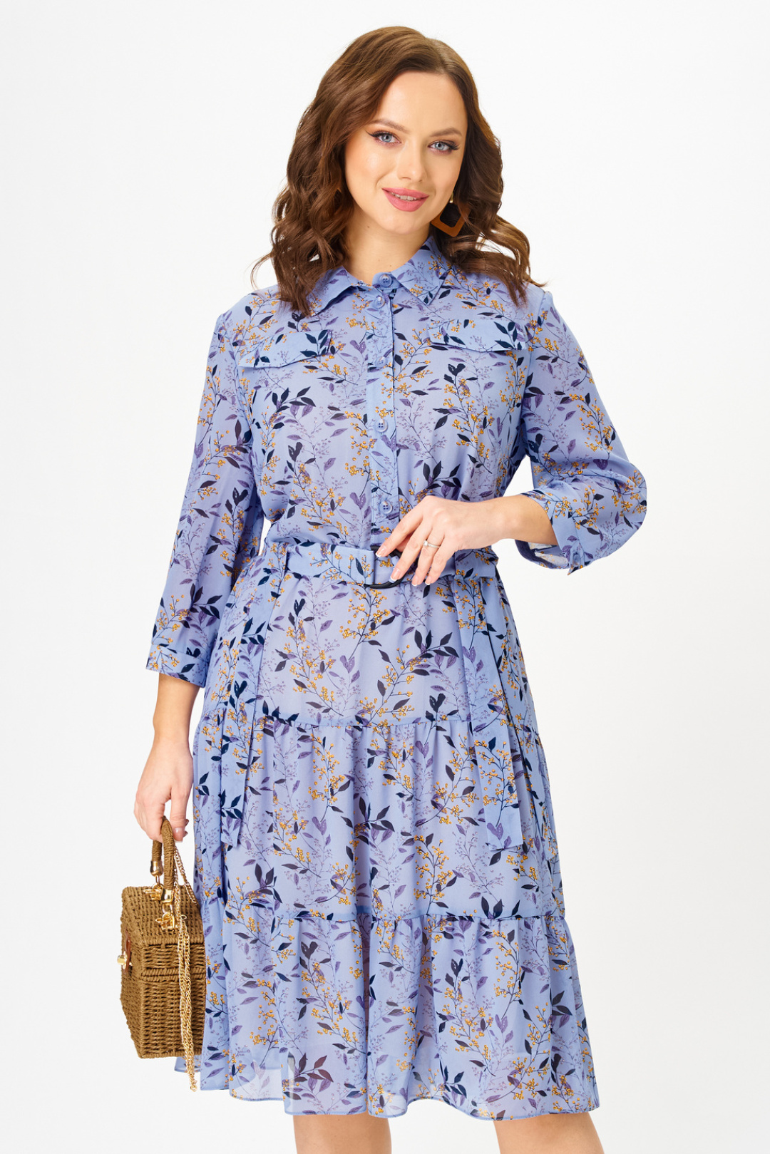 Платье Твой Имидж 2341 голубой с принтом - фото 6