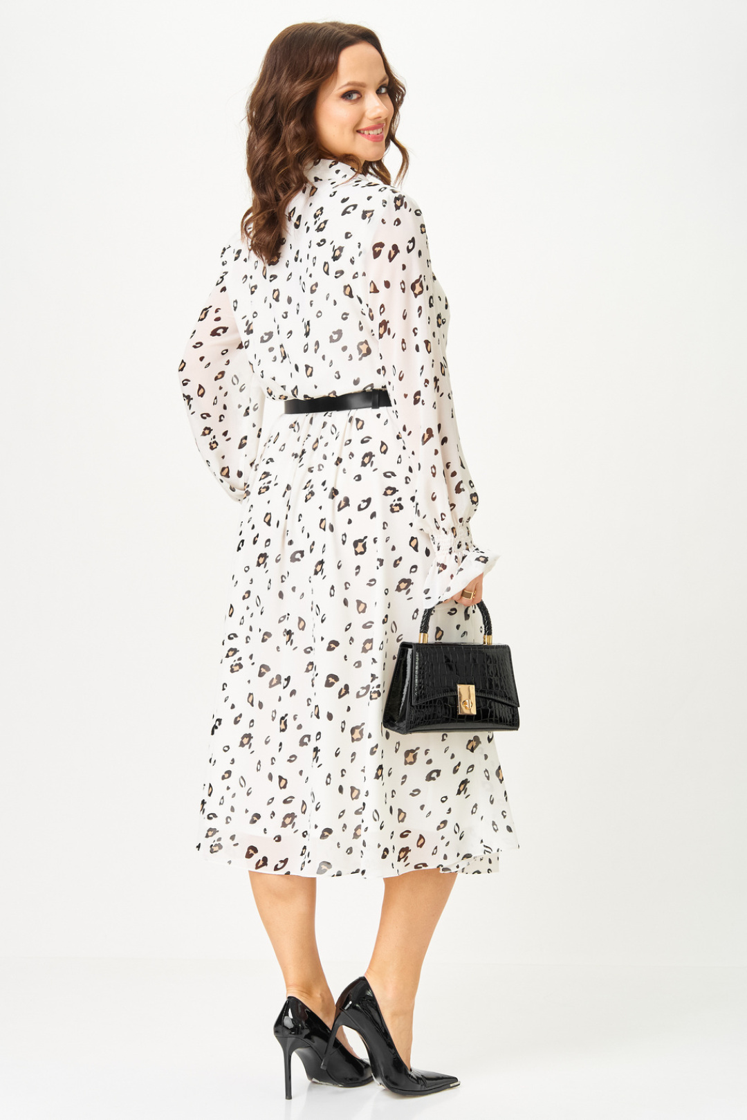 Платье Твой Имидж 2342 молочный с принтом - фото 3