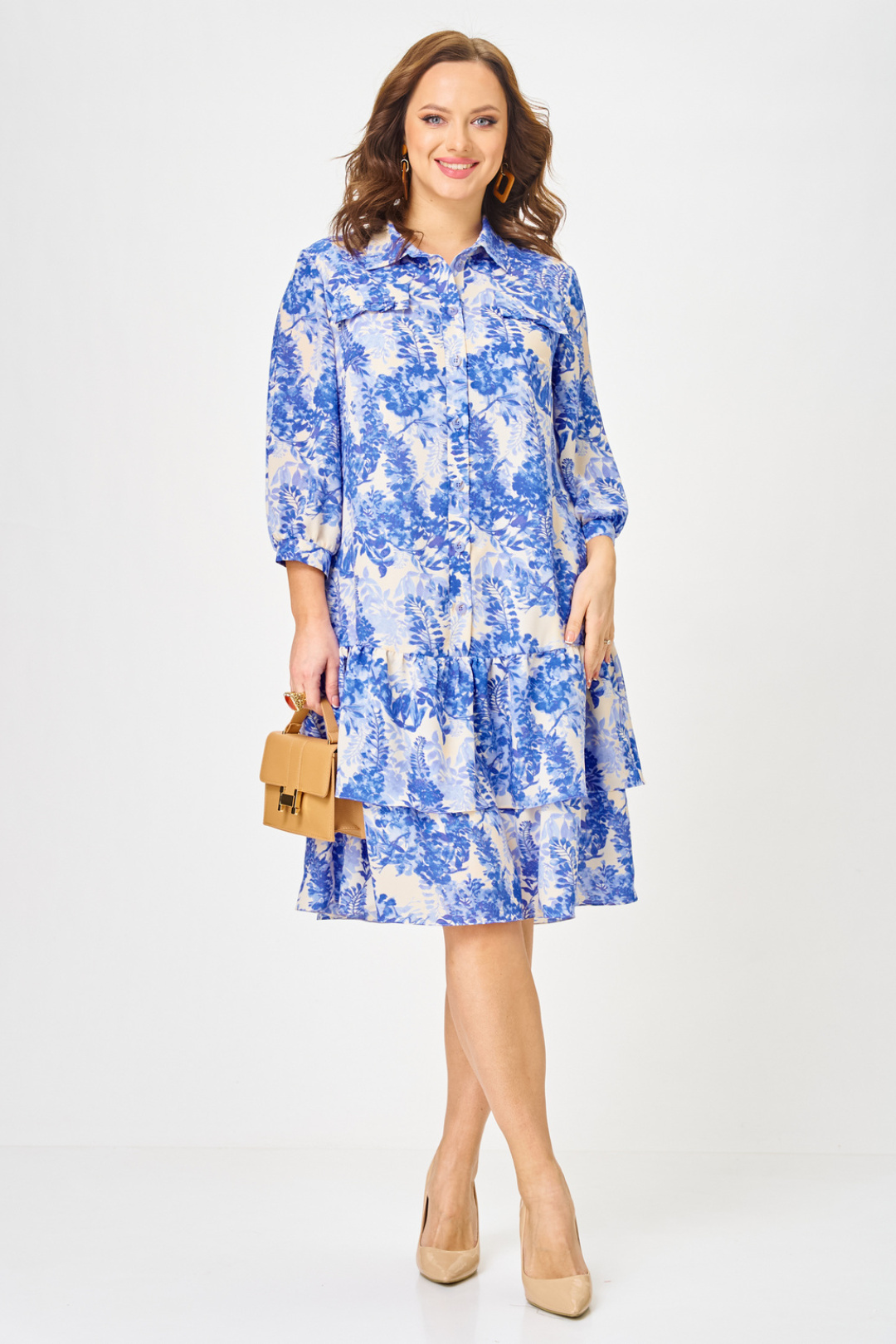 Платье Твой Имидж 2349 голубой с принтом - фото 1