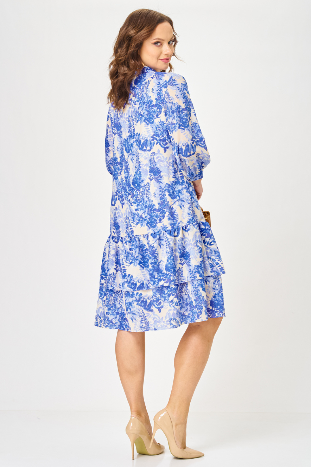 Платье Твой Имидж 2349 голубой с принтом - фото 2