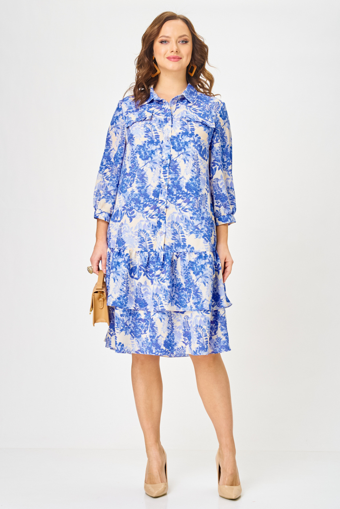 Платье Твой Имидж 2349 голубой с принтом - фото 3