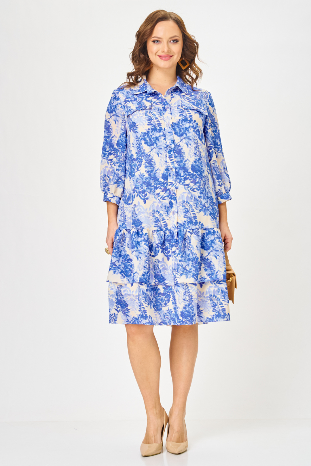 Платье Твой Имидж 2349 голубой с принтом - фото 4