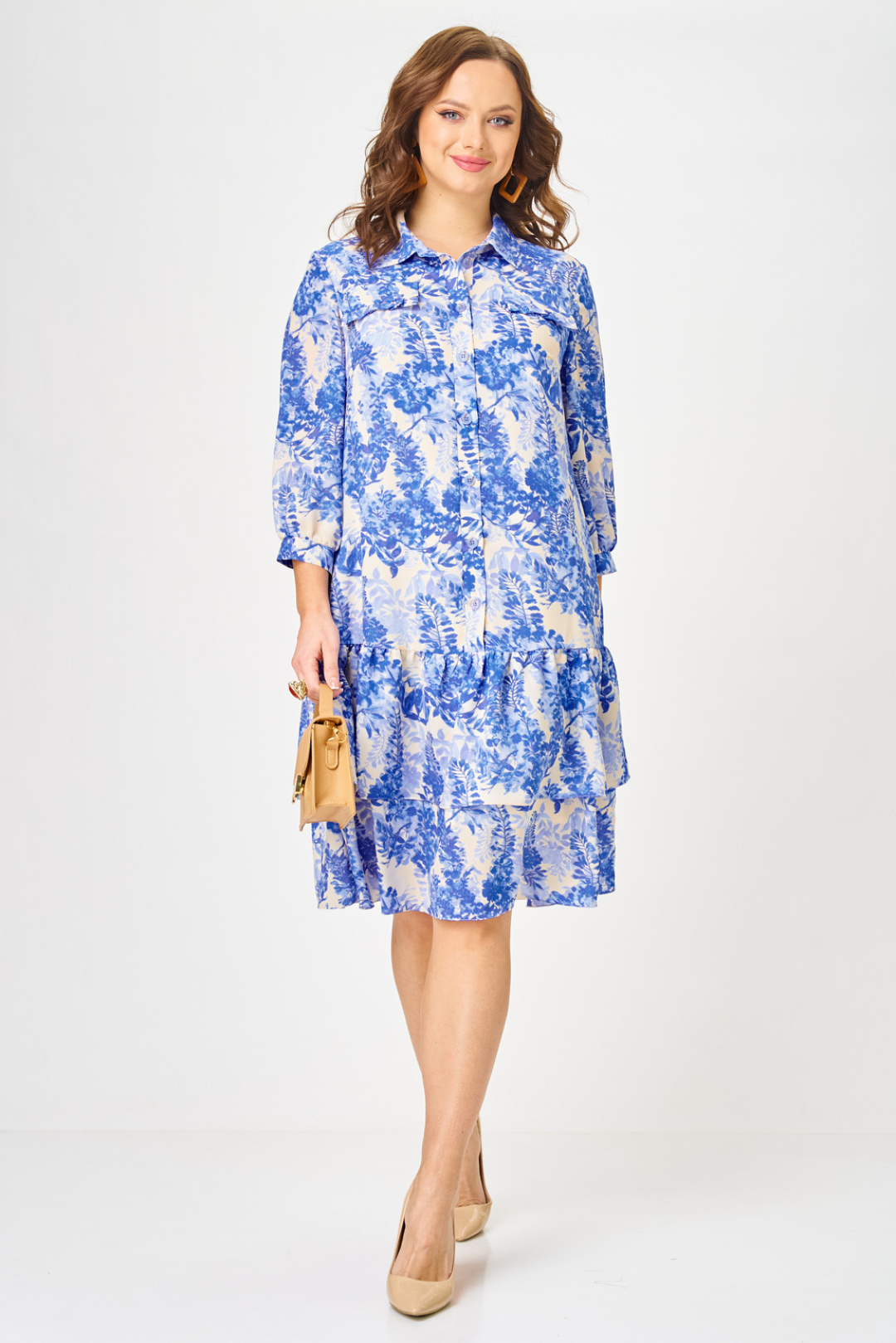 Платье Твой Имидж 2349 голубой с принтом - фото 5