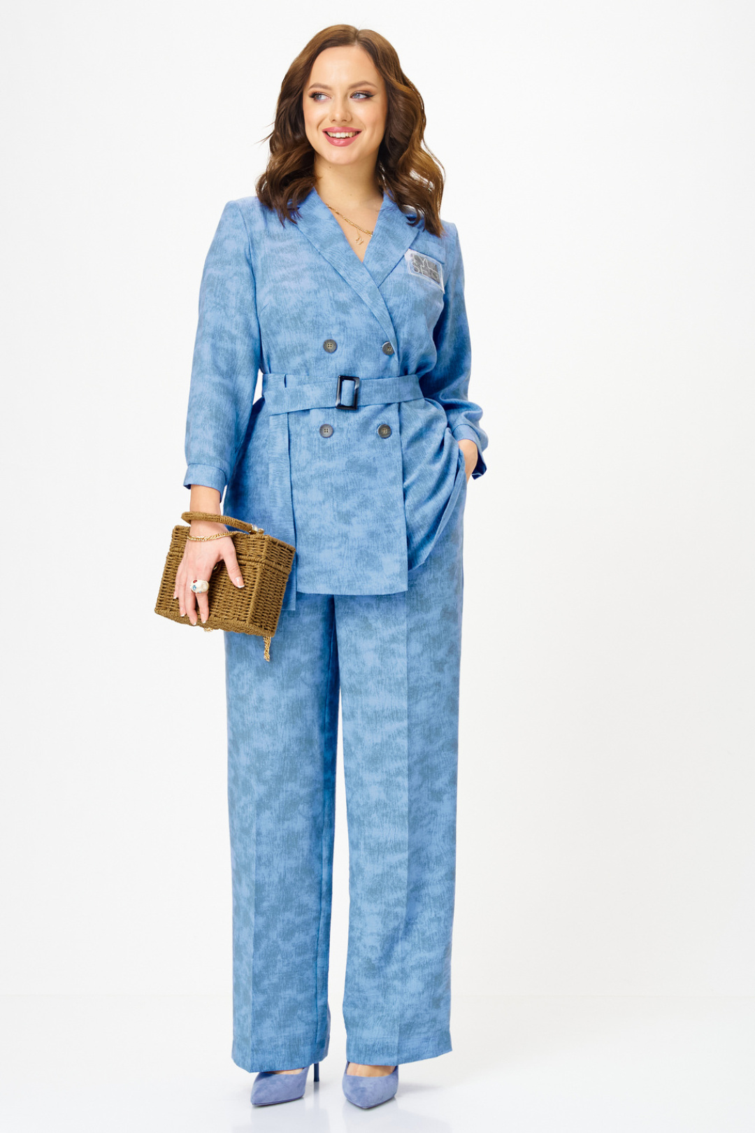 Костюм Твой Имидж 2350 голубой с принтом - фото 3