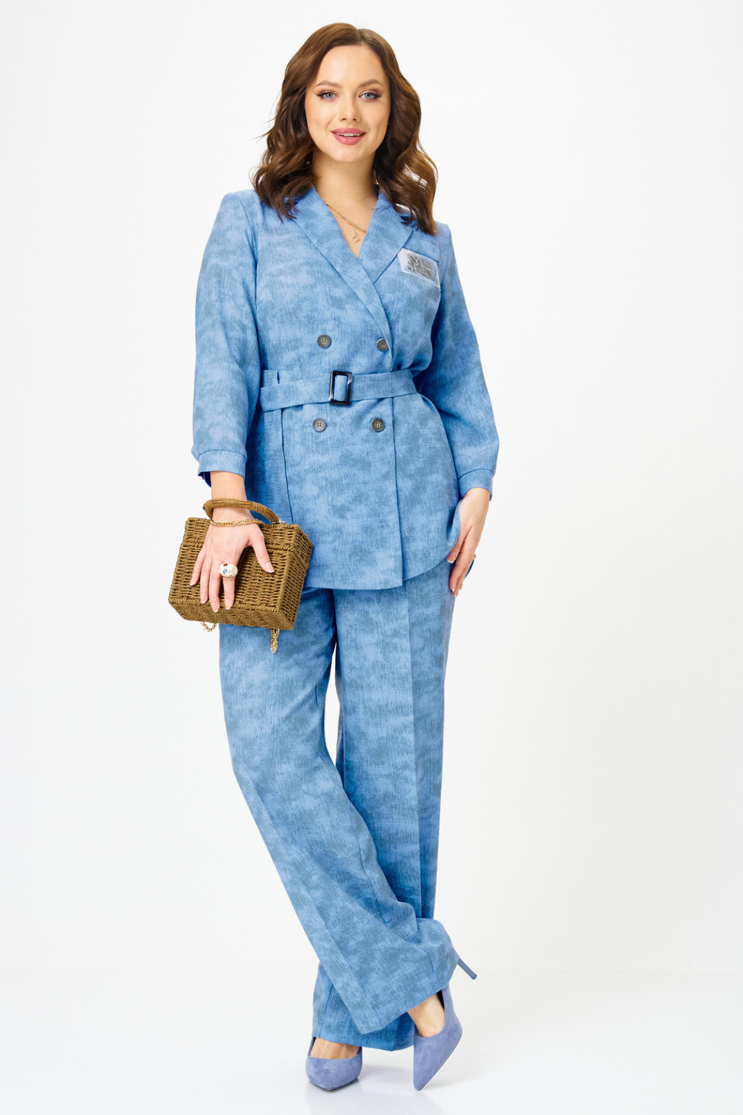 Костюм Твой Имидж 2350 голубой с принтом - фото 4