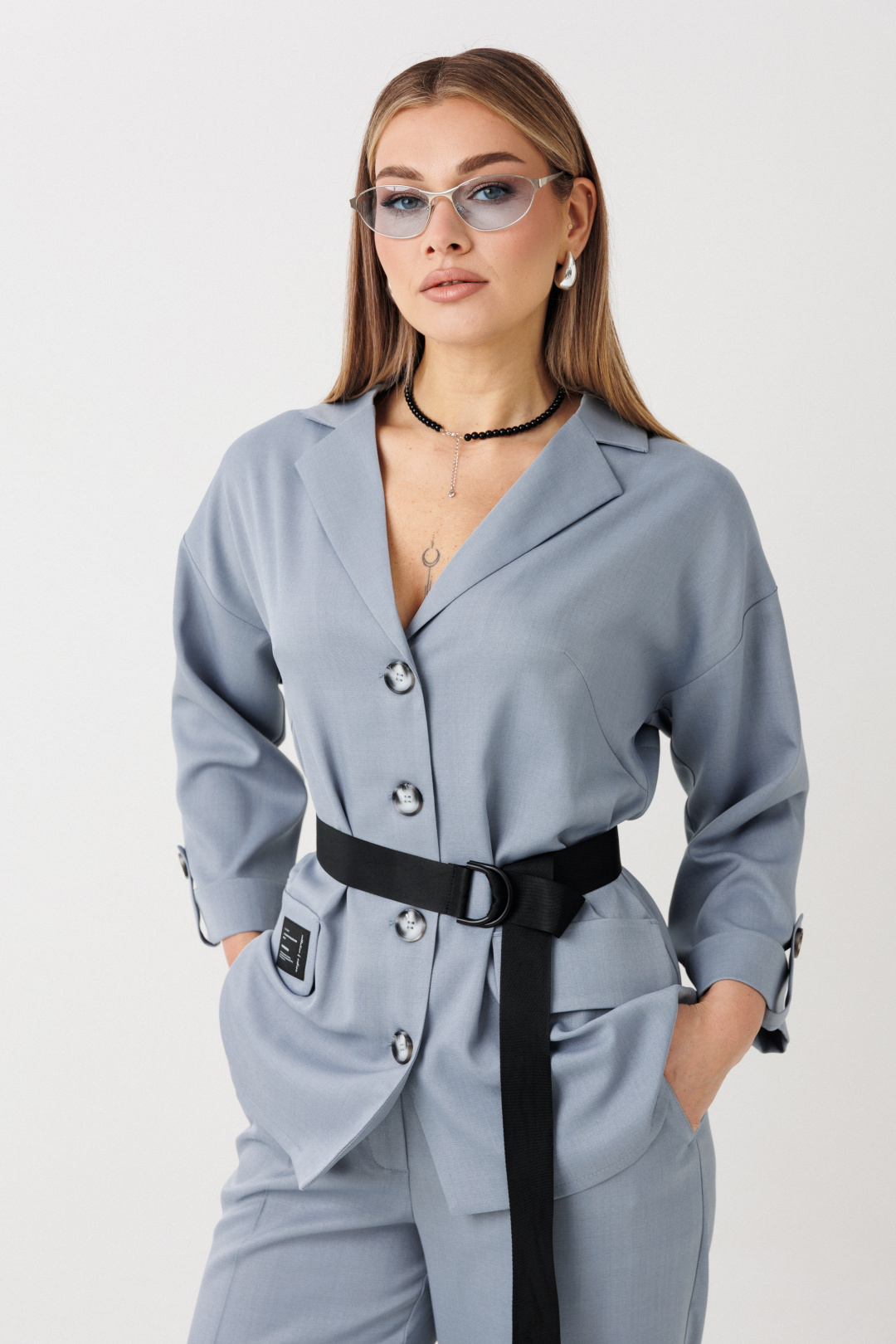 Костюм Верита 2443 серо-голубой - фото 5