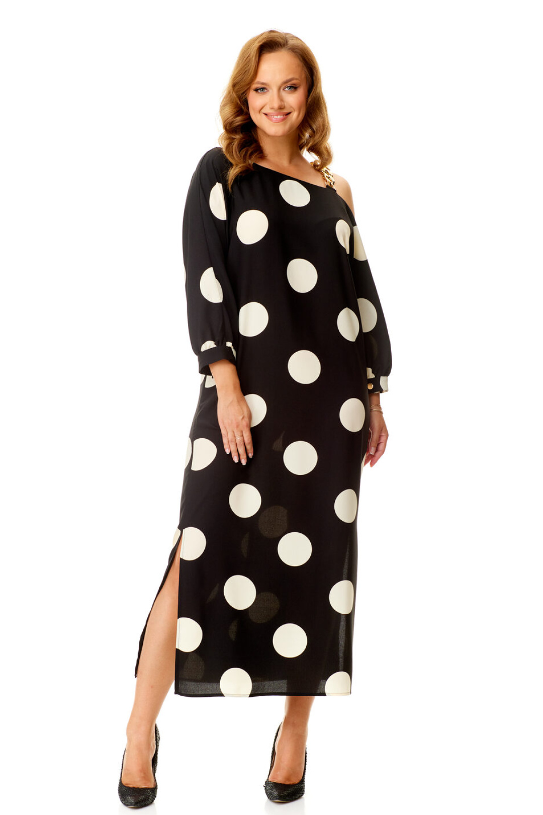 Платье Vi oro 1141 черный, крупный горох - фото 5