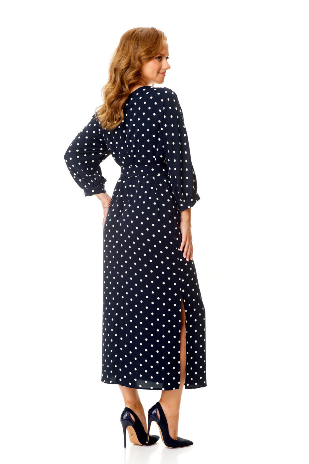 Платье Vi oro 1141 темно-синий, мелкий горох - фото 5