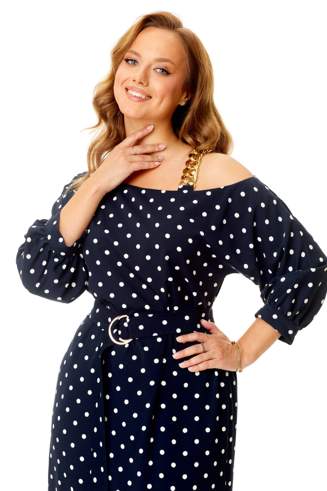 Платье Vi oro 1141 темно-синий, мелкий горох - фото 2