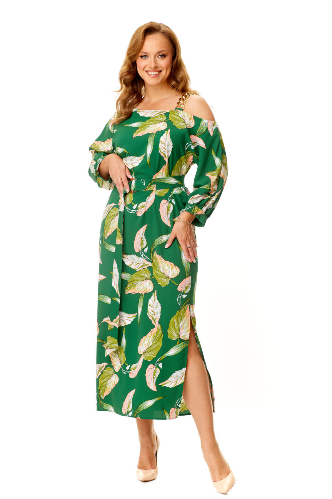 Платье Vi oro 1141 зеленый, листья - фото 1