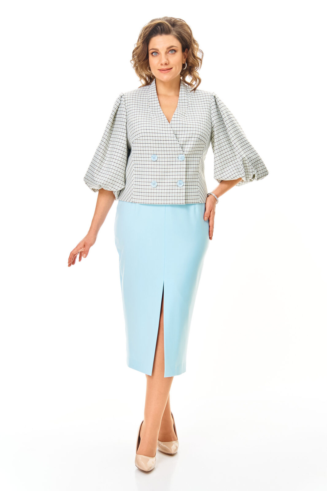 Костюм Vi oro 1248 голубой + однотон