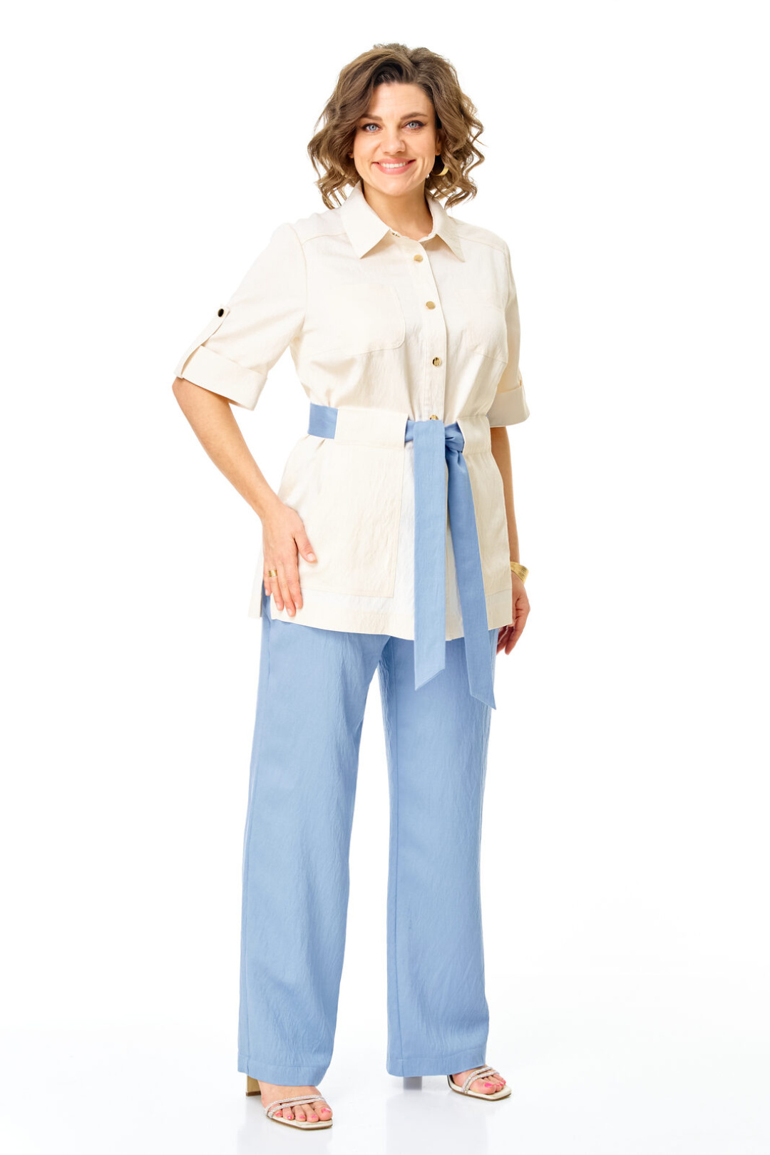 Костюм Vi oro 1265 молоко+голубой - фото 1