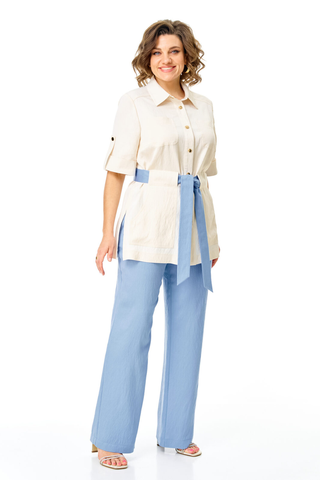 Костюм Vi oro 1265 молоко+голубой - фото 2