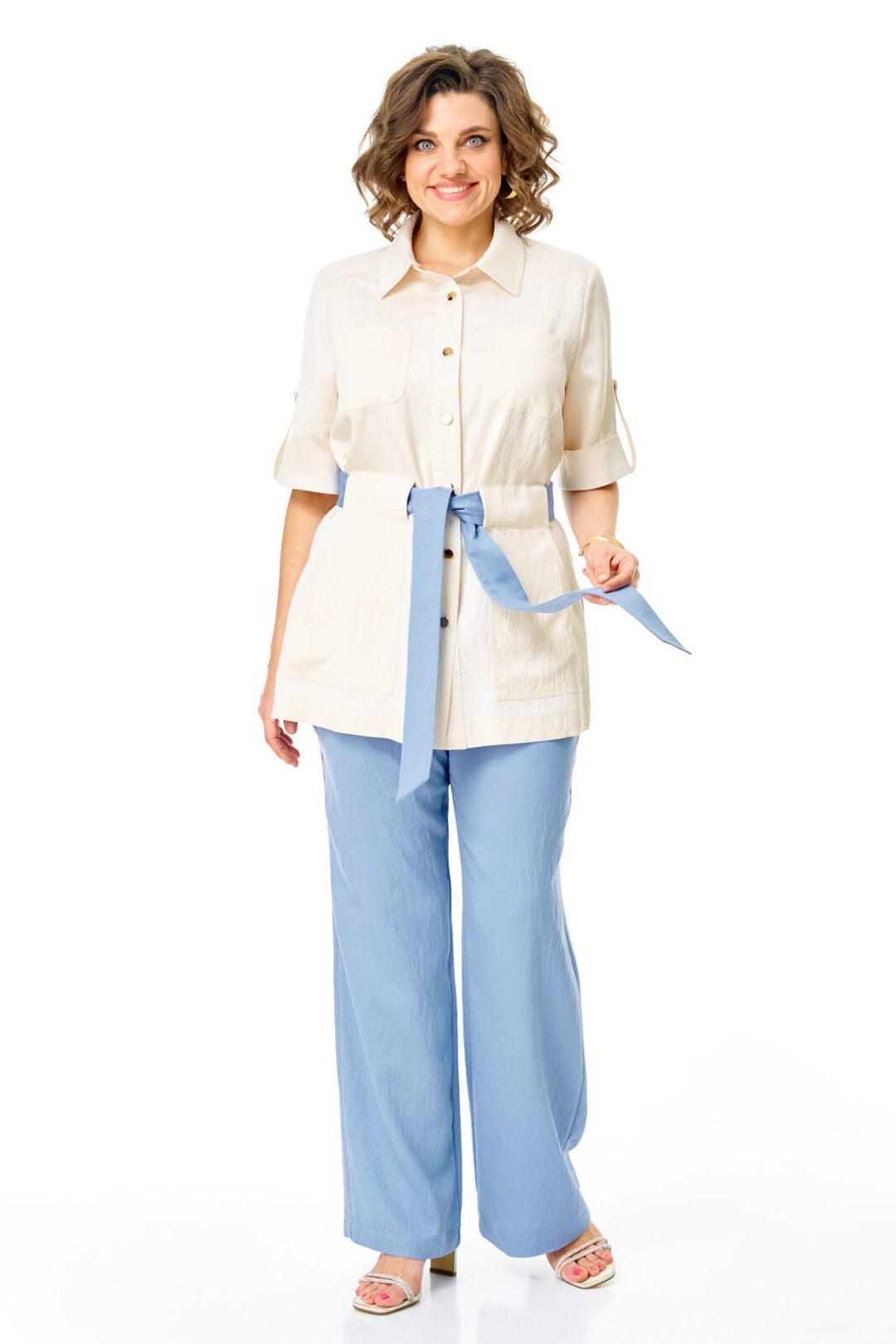 Костюм Vi oro 1265 молоко+голубой - фото 3