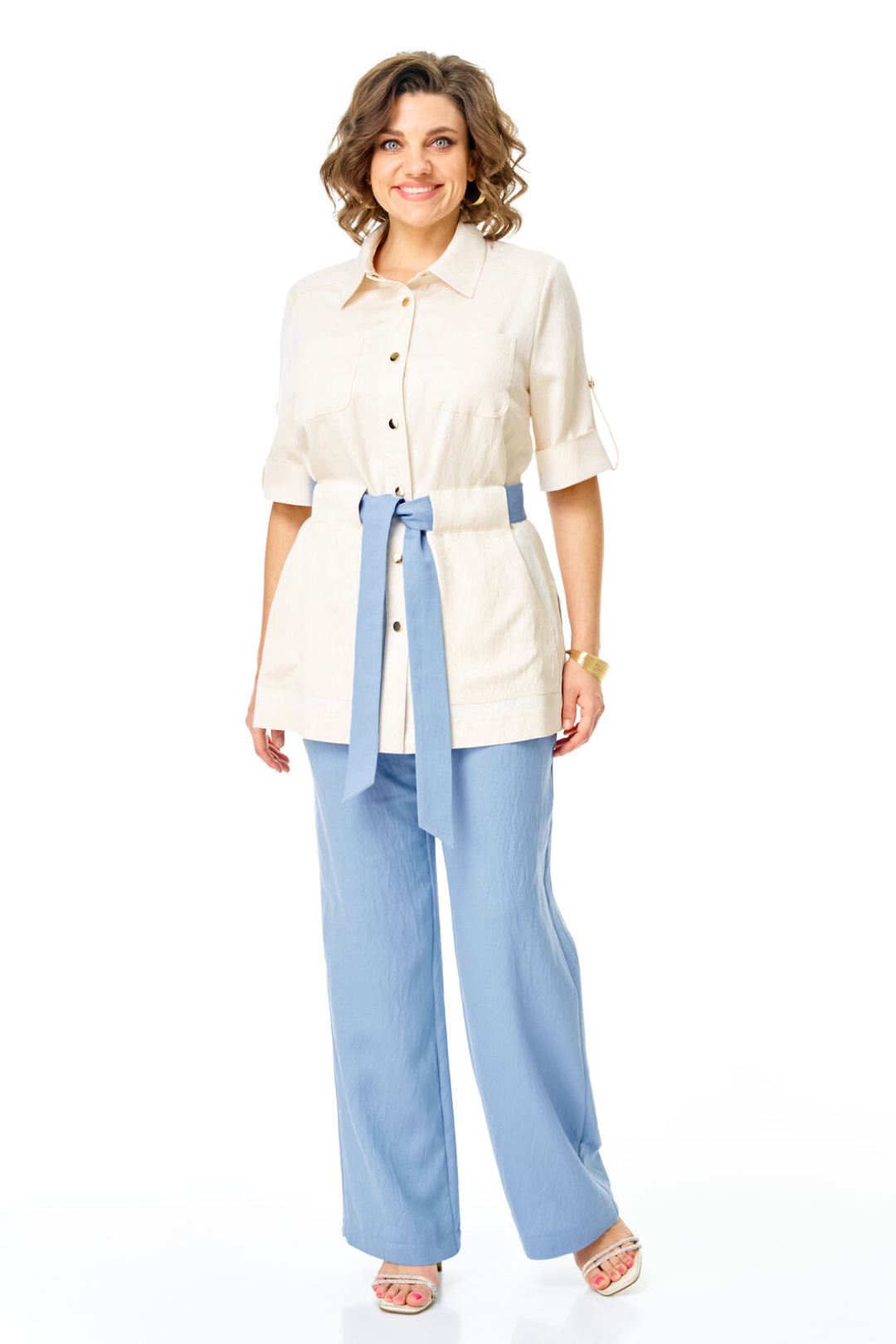 Костюм Vi oro 1265 молоко+голубой - фото 5