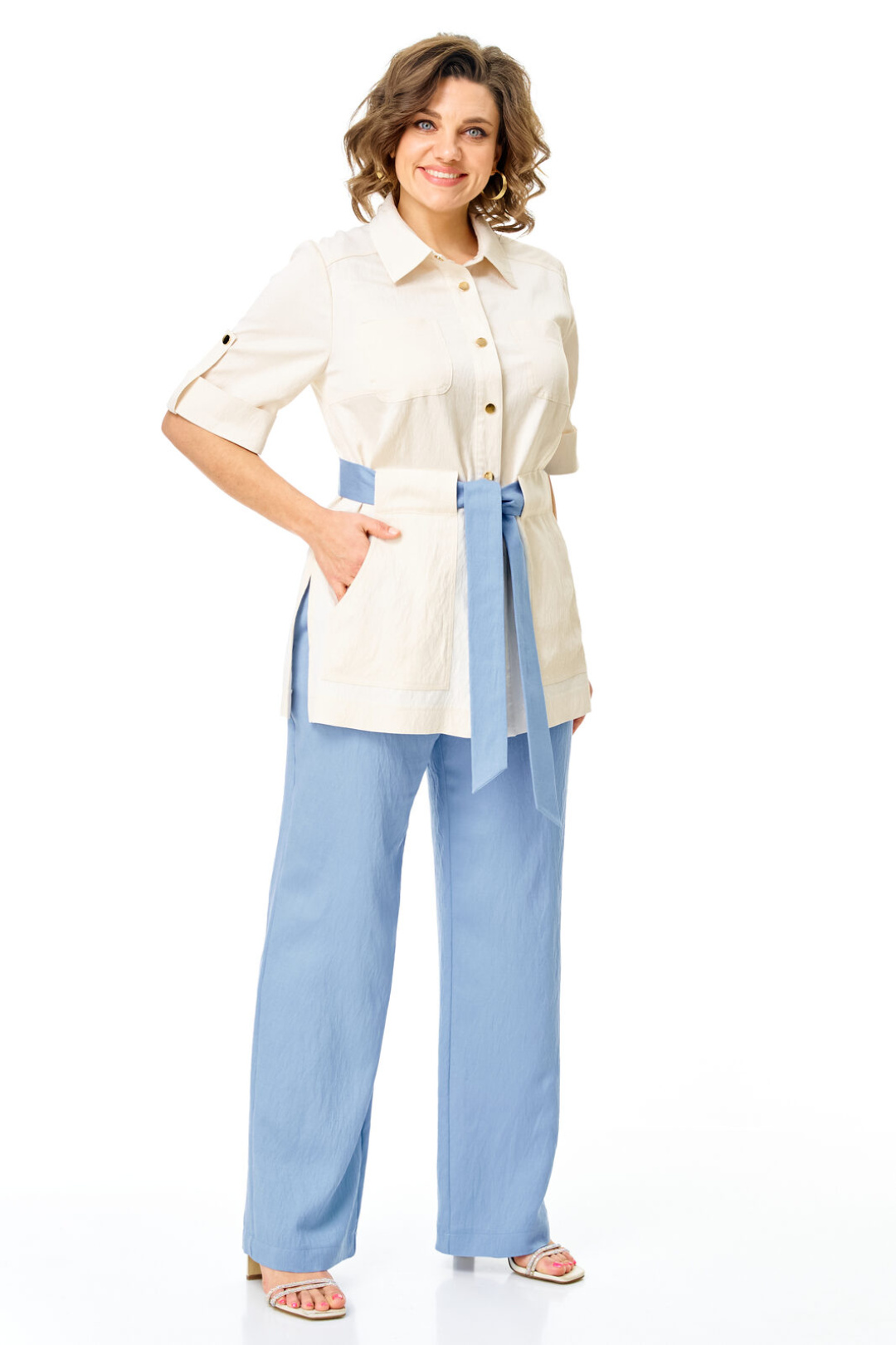 Костюм Vi oro 1265 молоко+голубой