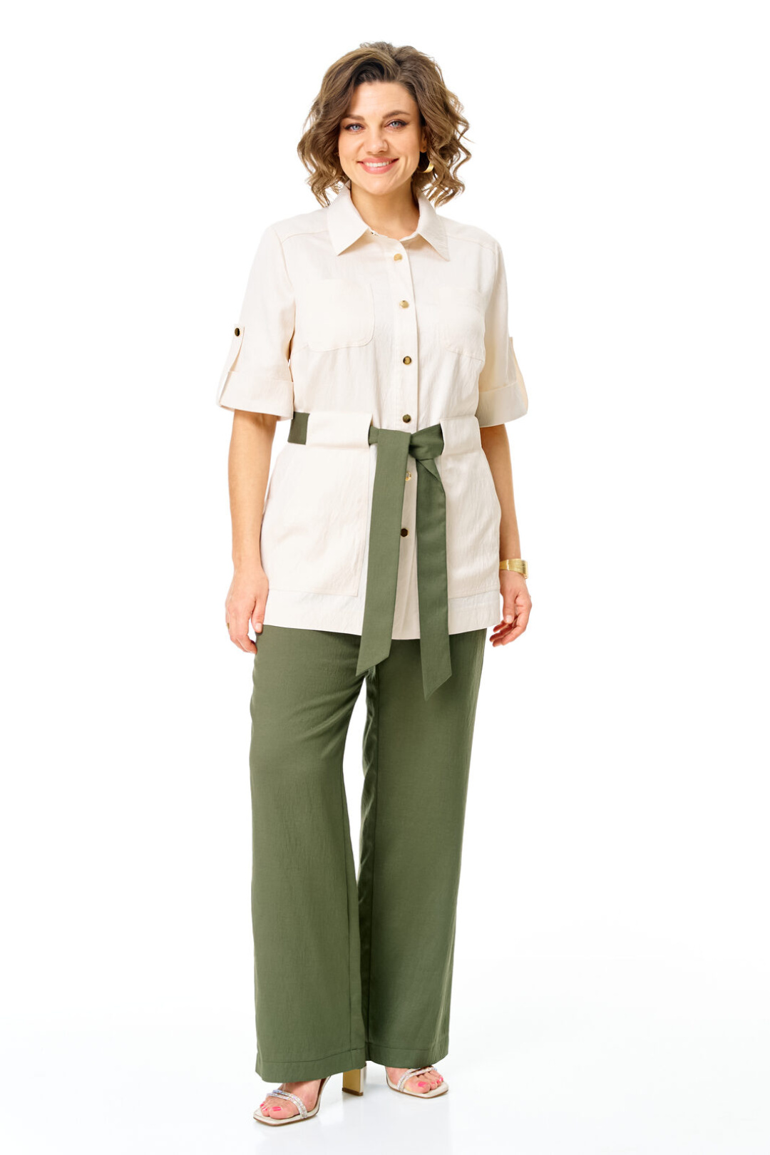 Костюм Vi oro 1265 молоко+оливка - фото 1