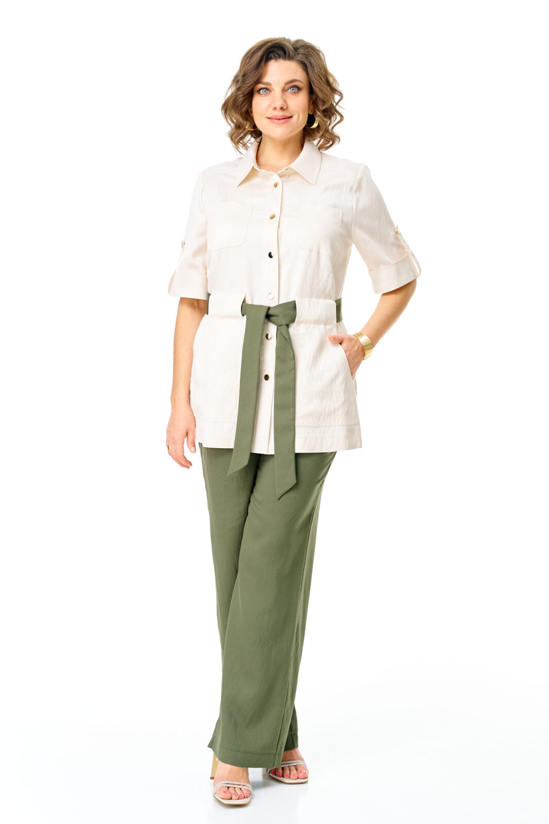 Костюм Vi oro 1265 молоко+оливка - фото 3