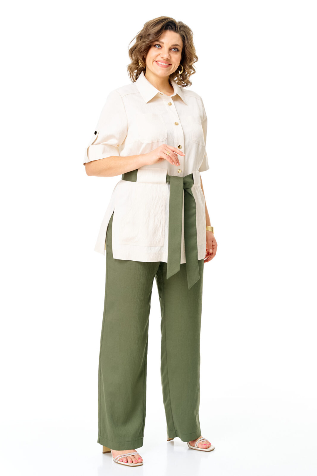 Костюм Vi oro 1265 молоко+оливка - фото 5