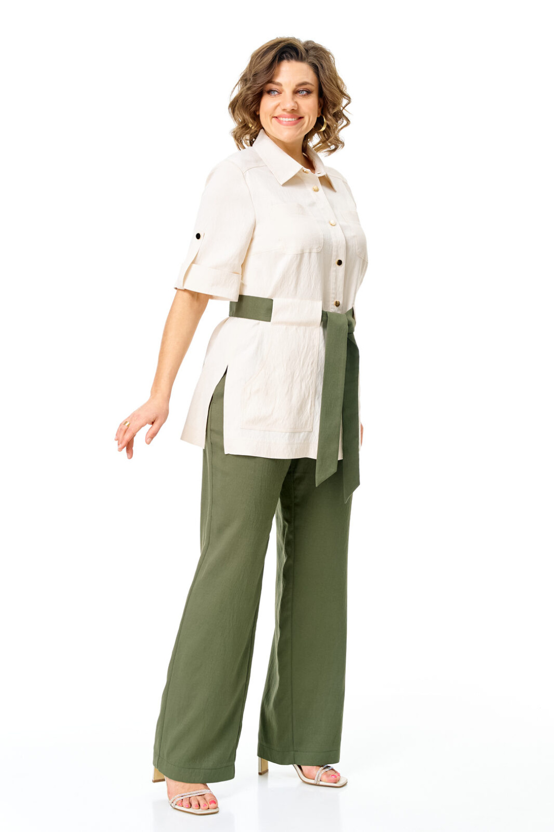 Костюм Vi oro 1265 молоко+оливка - фото 6