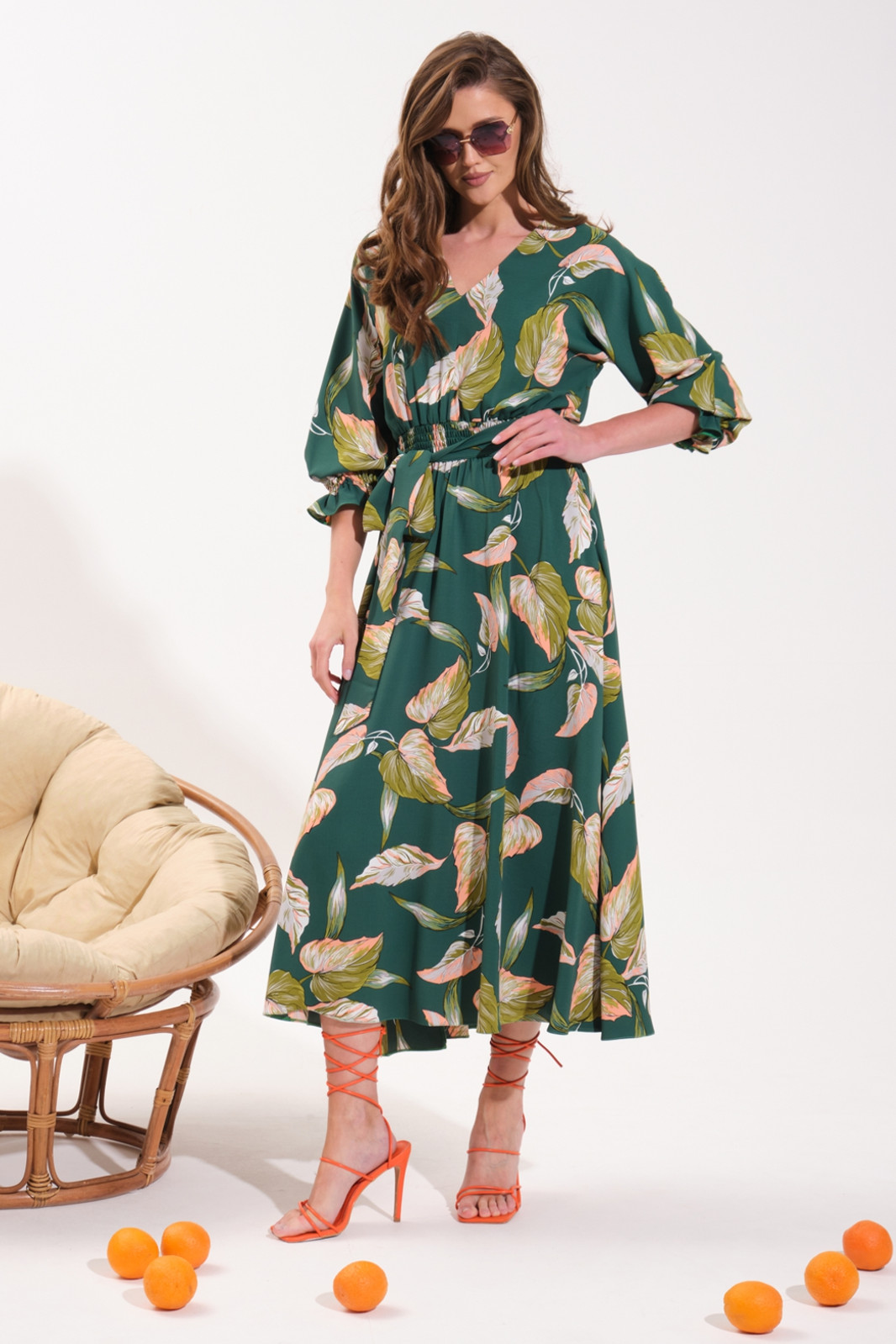 Платье Vi oro VR-1051 зеленое/листья - фото 5