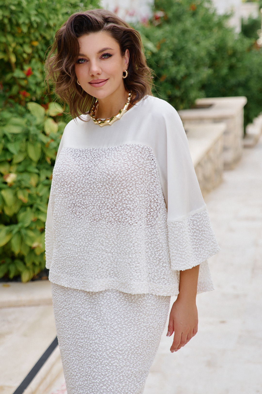 Блузка Vittoria Queen 28643бл молочный+светло-бежевый - фото 1