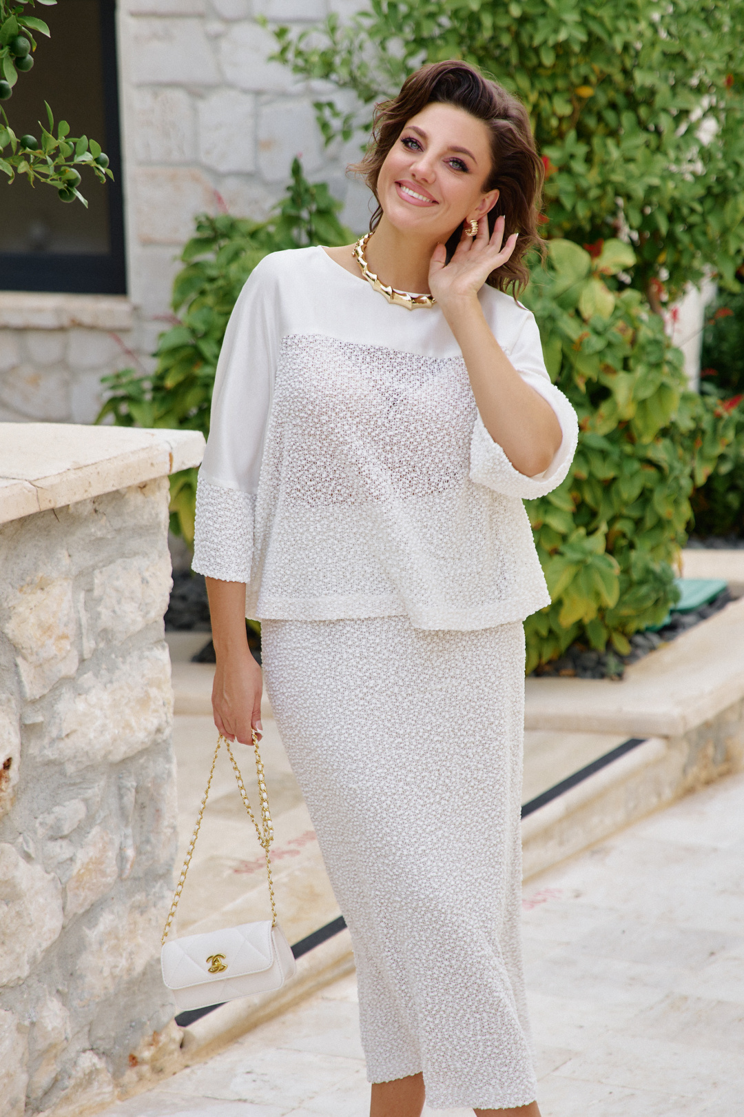 Блузка Vittoria Queen 28643бл молочный+светло-бежевый - фото 3