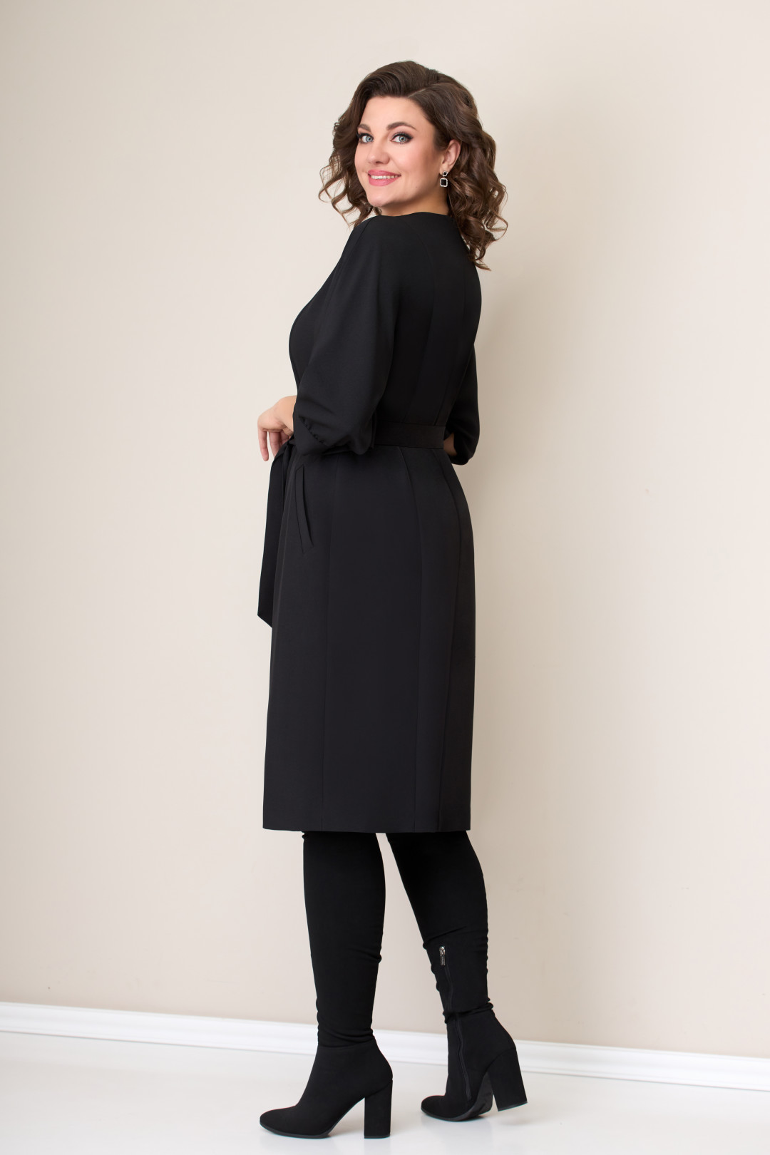 Платье VOLNA 1271 черный, принт- сине-серебряный