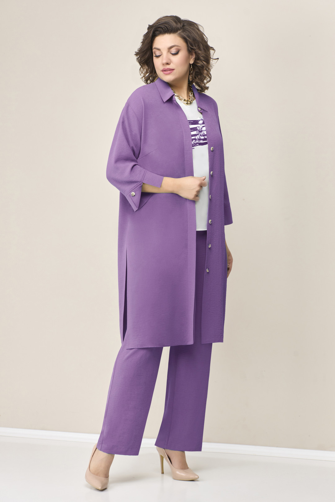Костюм VOLNA 1292 лавандово- сиреневый - фото 1