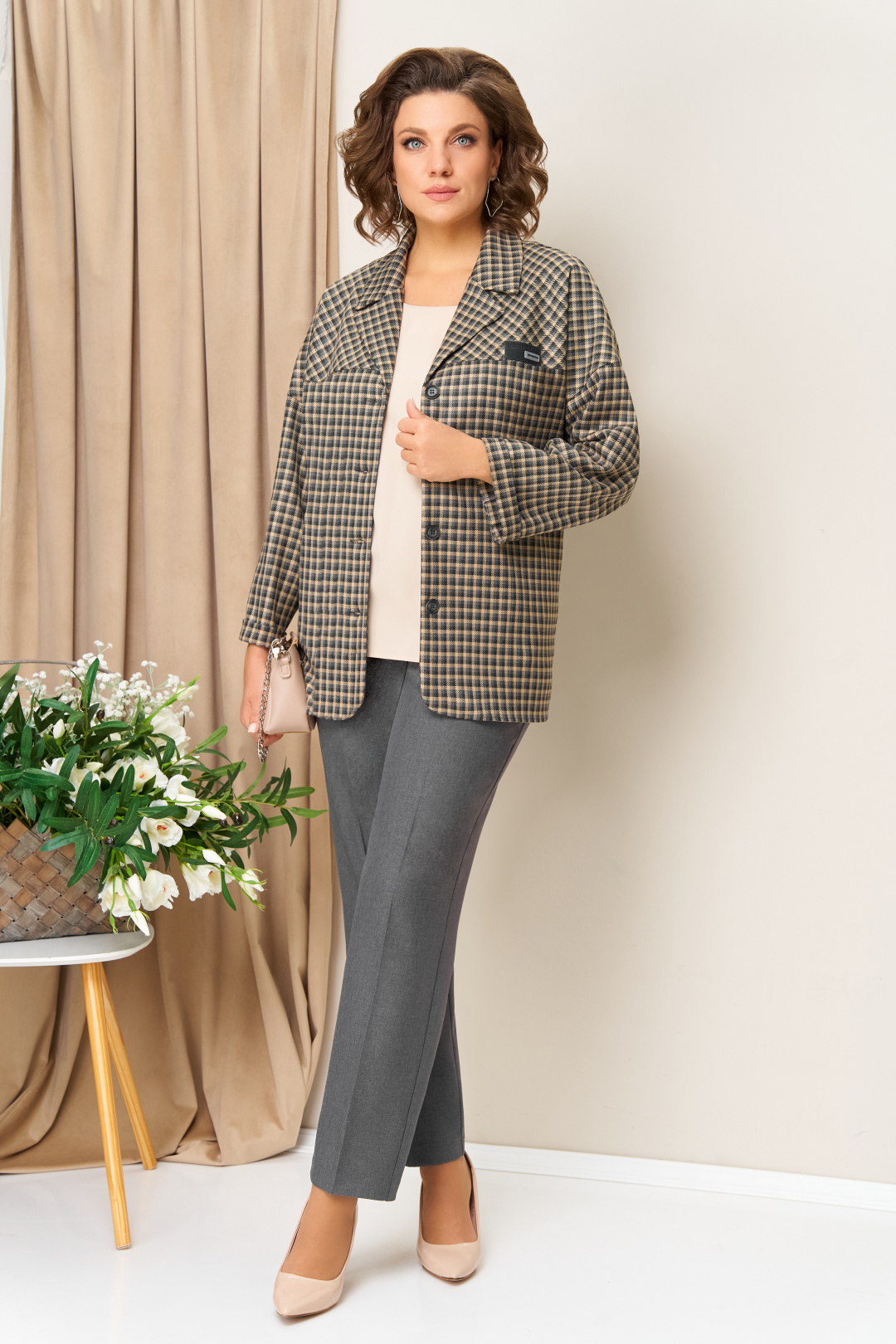 Костюм VOLNA 1436 серо-бежевый