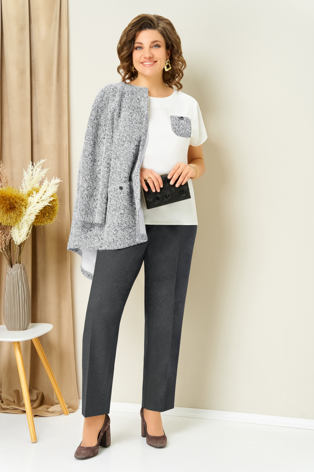 Костюм VOLNA 1439 бело-графитовый - фото 5